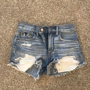 American Eagle High Rise Ripped Jean Shorts